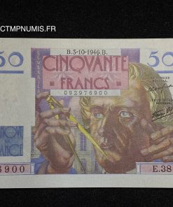 BILLET 50 FRANCS LE VERRIER DU 3.10.1946 SPL