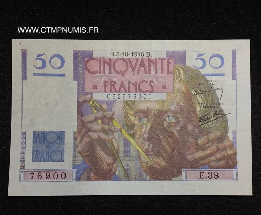 BILLET 50 FRANCS LE VERRIER DU 3.10.1946 SPL