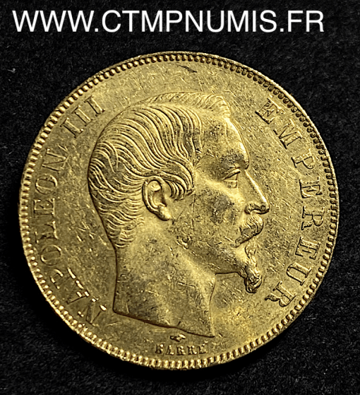 50 FRANCS OR NAPOLEON III TETE NUE 1859 PARIS