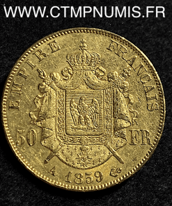 50 FRANCS OR NAPOLEON III TETE NUE 1859 PARIS