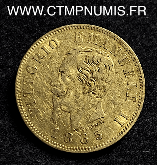 ITALIE 10 LIRE OR VICTOR EMMANUEL II 1865 TURIN