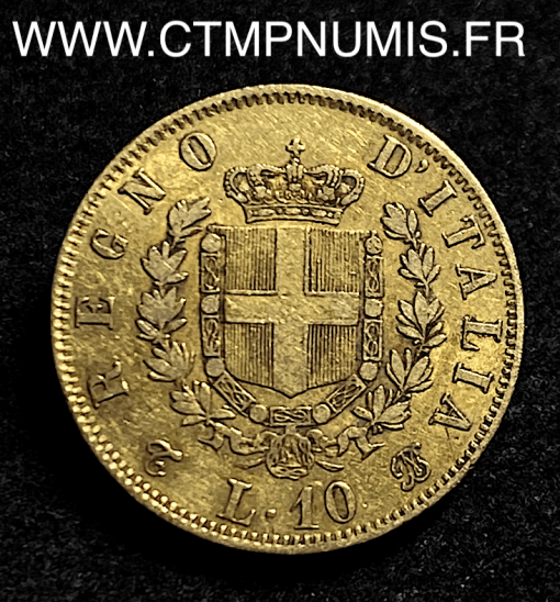 ITALIE 10 LIRE OR VICTOR EMMANUEL II 1865 TURIN