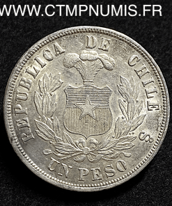 CHILI 1 PESO ARGENT 1877 SANTIAGO