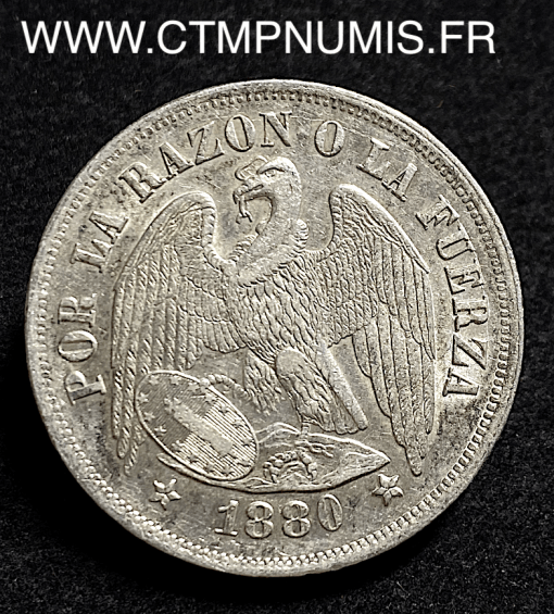 CHILI 1 PESO ARGENT 1880 SANTIAGO