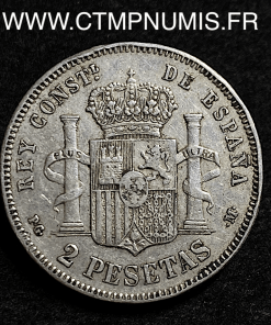 ESPAGNE 2 PESETAS ARGENT ALPHONSE XIII 1891