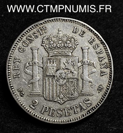 ESPAGNE 2 PESETAS ARGENT ALPHONSE XIII 1891