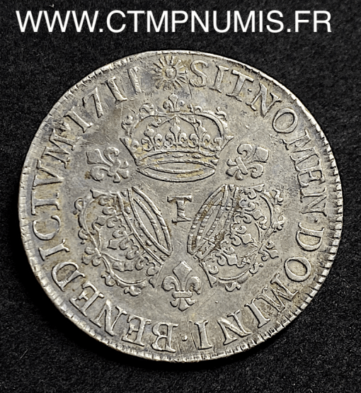 LOUIS XIV ECU AUX 3 COURONNES 1711 T NANTES