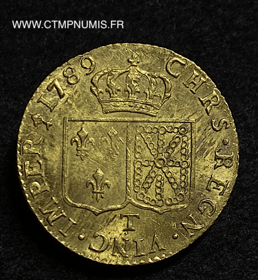 LOUIS XVI LOUIS D'OR AU BUSTE NU 1789 NANTES