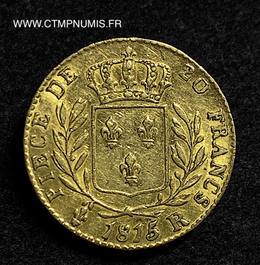 20 FRANCS OR LOUIS XVIII 1815 R LONDRES