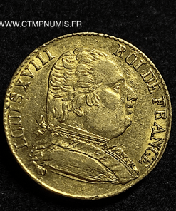 20 FRANCS OR LOUIS XVIII 1815 R LONDRES