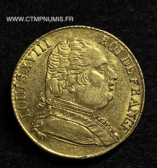 20 FRANCS OR LOUIS XVIII 1815 R LONDRES