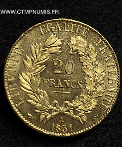 20 FRANCS OR CERES II° REPUBLIQUE 1851 A PARIS