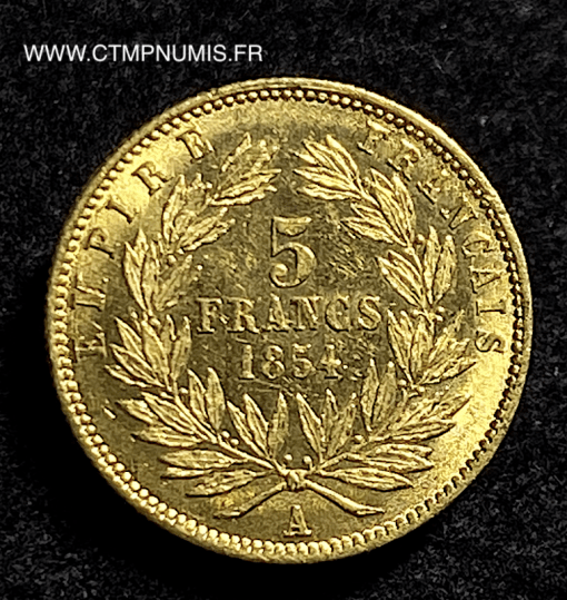 5 FRANCS OR NAPOLEON III 1854 A PARIS