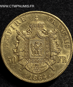 50 FRANCS OR NAPOLEON III 1864 A PARIS