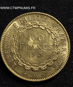 100 FRANCS OR GENIE 1900 A PARIS TTB