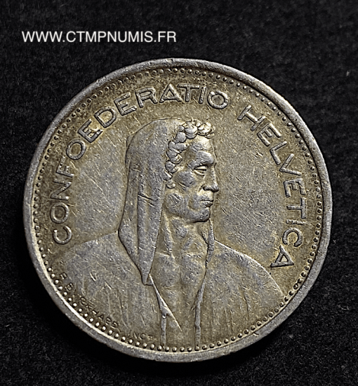 SUISSE 5 FRANCS ARGENT 1952 B BERNE