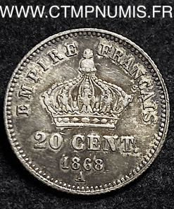 20 CENTIMES ARGENT NAPOLEON III 1868 A PARIS