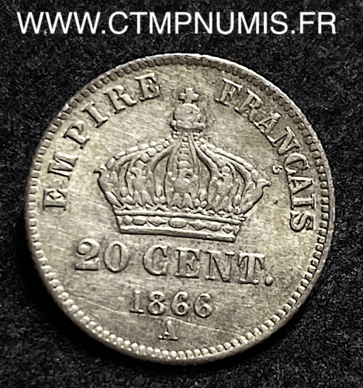 20 CENTIMES ARGENT NAPOLEON III 1866 A PARIS