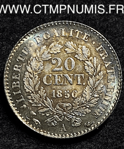 20 CENTIMES ARGENT CERES 1850 A PARIS FDC