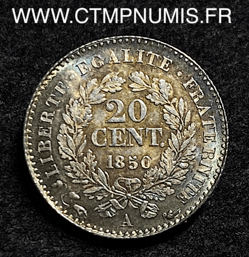 20 CENTIMES ARGENT CERES 1850 A PARIS FDC