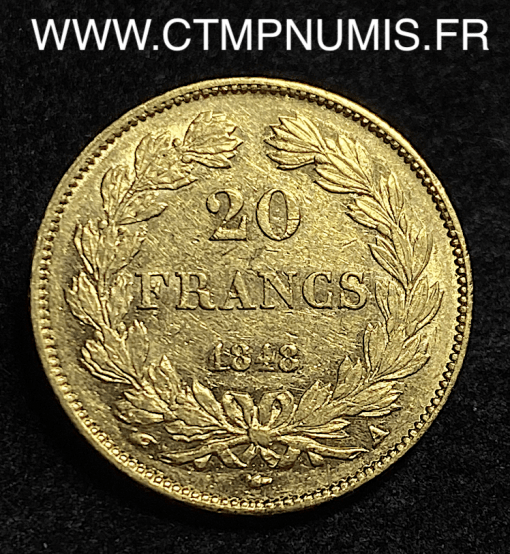 20 FRANCS OR LOUIS PHILIPPE I° 1848 A PARIS