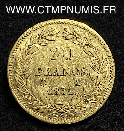 20 FRANCS OR LOUIS PHILIPPE 1831 A PARIS