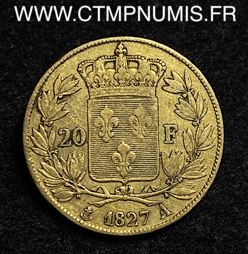20 FRANCS OR CHARLES X 1827 A PARIS
