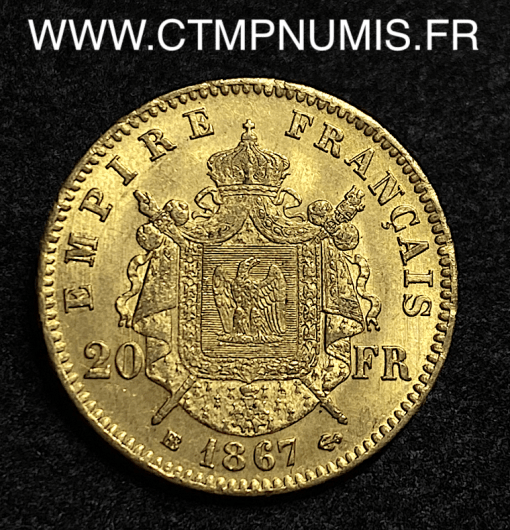 20 FRANCS OR NAPOLEON III 1867 STRASBOURG