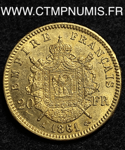 20 FRANCS OR NAPOLEON III 1861 A PARIS