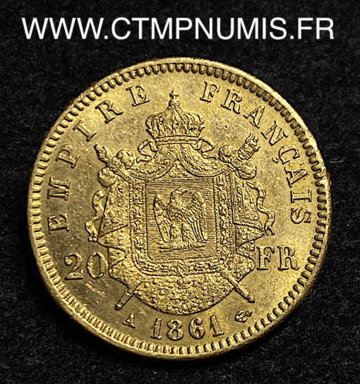 20 FRANCS OR NAPOLEON III 1861 A PARIS