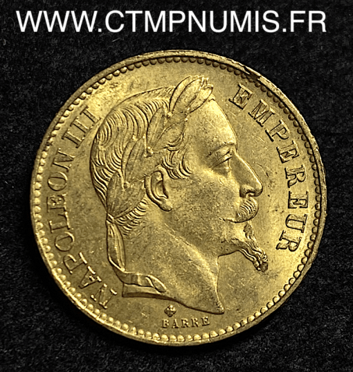 20 FRANCS OR NAPOLEON III 1870 STRASBOURG