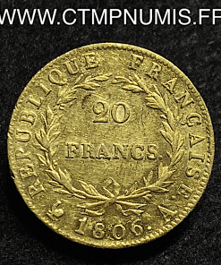 20 FRANCS OR NAPOLEON I° TETE NUE 1806 PARIS