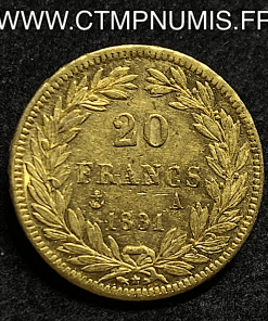 20 FRANCS OR LOUIS PHILIPPE I° 1831 A PARIS