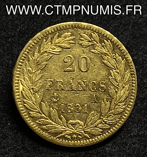 20 FRANCS OR LOUIS PHILIPPE I° 1831 A PARIS