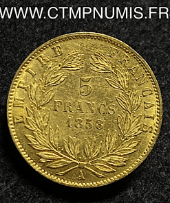 5 FRANCS OR NAPOLEON III TETE NUE 1858 PARIS