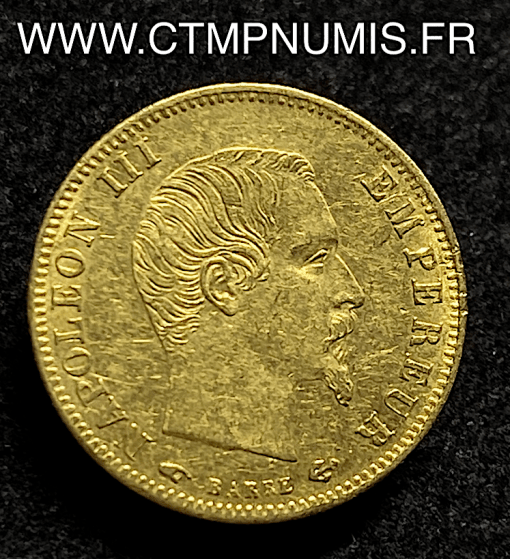 5 FRANCS OR NAPOLEON III TETE NUE 1858 PARIS