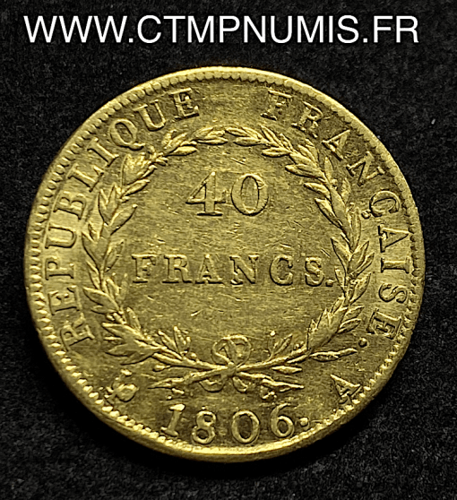 ,4O,FRANCS,OR,NAPOLEON,REPUBLIQUE,1806,