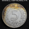 ALLEMAGNE 5 MARK ARGENT 1991 ONCE ARGENT