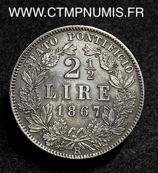 ,ITALIE,VATICAN,2,1/2,LIRE,ARGENT,1867,ROME,