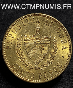 ,CARAIBES,CUBA,5,PESOS,OR,JOSE,MARTI,1916,