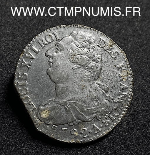 ,CONSTITUTION,LOUIS,XVI,2,SOLS,1792,A,PARIS,