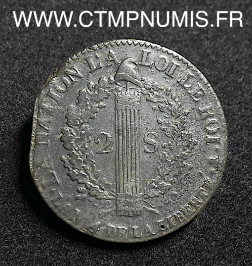 ,CONSTITUTION,LOUIS,XVI,2,SOLS,1792,A,PARIS,