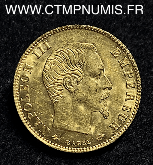 ,5,FRANCS,OR,NAPOLEON,III,TETE,NUE,1860,PARIS,