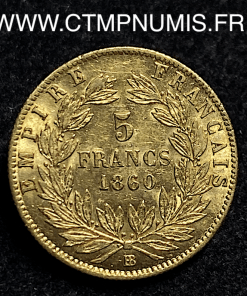 ,5,FRANCS,OR,NAPOLEON,III,1860,BB,STRASBOURG,