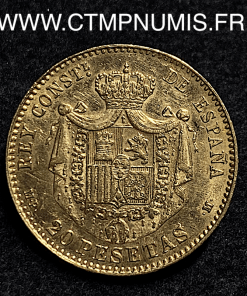 ,ESPAGNE,20,PESETAS,OR,ALPHONSE,XII,1890,