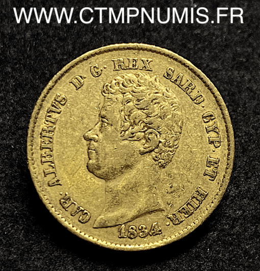 ,ITALIE,20,LIRE,OR,CHARLES,ALBERT,1834,TURIN,