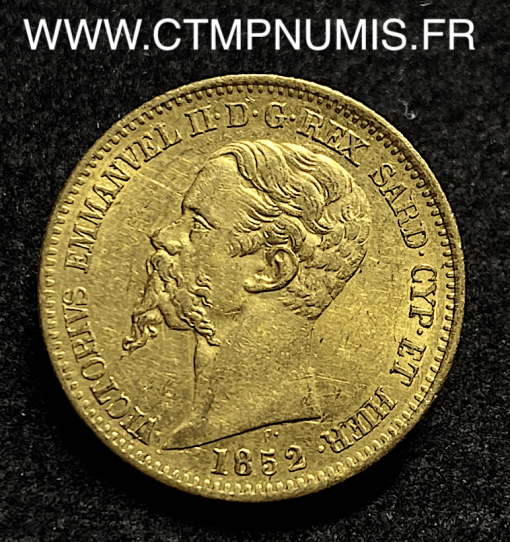 ,ITALIE,SARDAIGNE,20,LIRE,OR,1852,GENES,TTB,