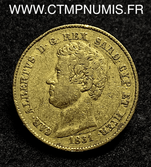 ,ITALIE,20,LIRE,OR,CHARLES,ALBERT,1831,TURIN,