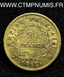 20 FRANCS OR NAPOLEON I° EMPEREUR 1813 W LILLE