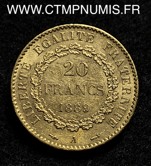 ,20,FRANCS,OR,GENIE,III°,REPUBLIQUE,1889,PARIS,